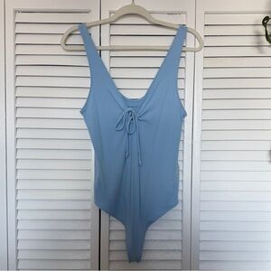 Abercrombie & Fitch Ice Blue Tie Front Bodysuit